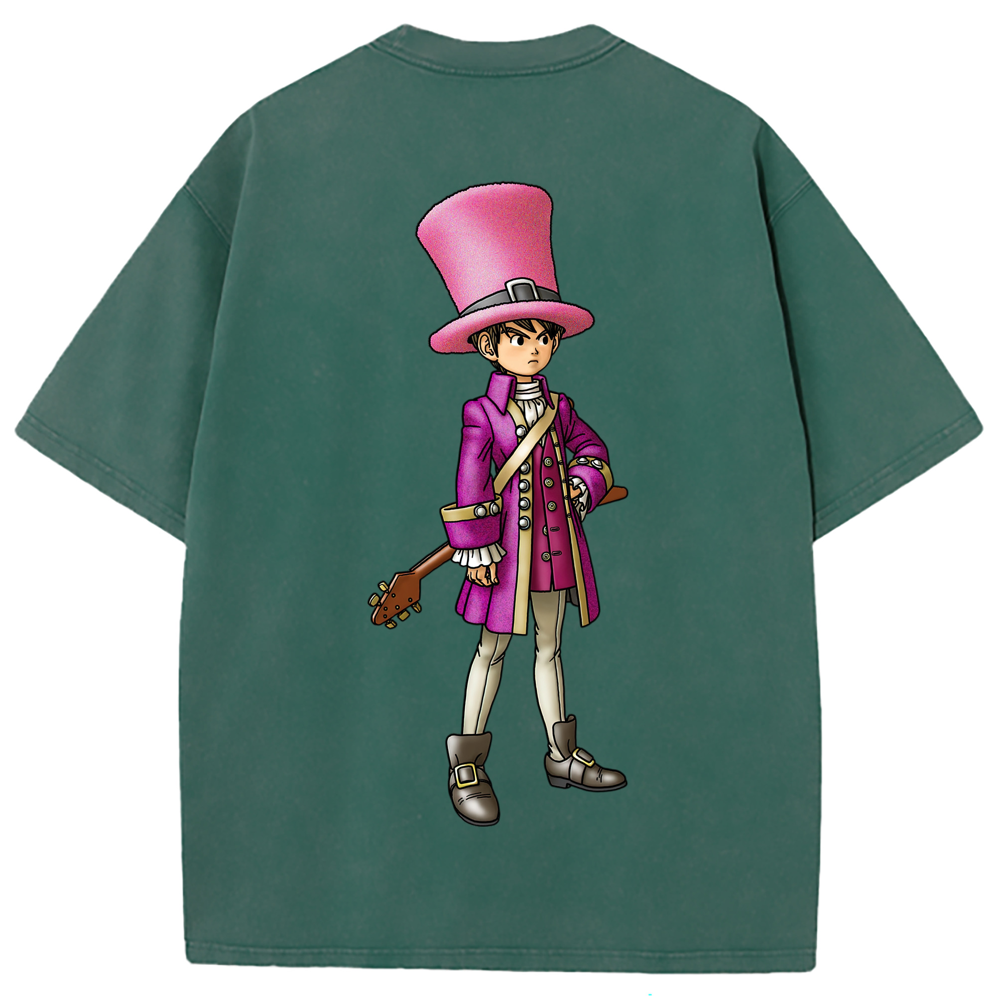 （画像用） ドラゴンクエスト Doragon Kuesuto Dragon Quest 綿100% ヴィンテージ風 半袖Tシャツ（背面プリント）